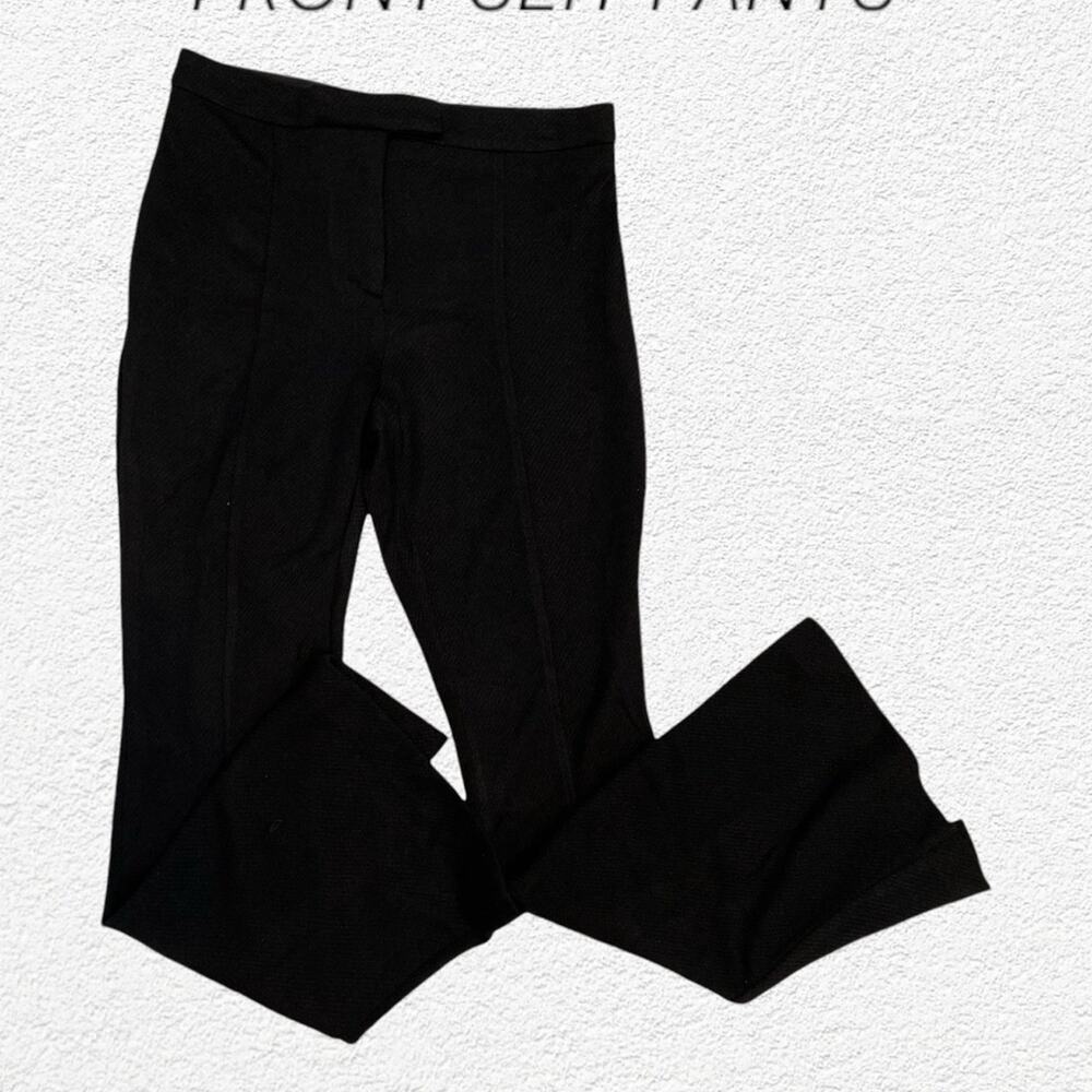 Topshop Black Knit Front Slit Flare Pants Size 8
